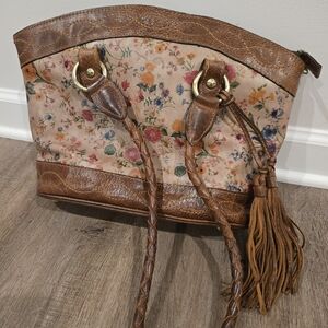 Floral Brown Leather Women's Bag